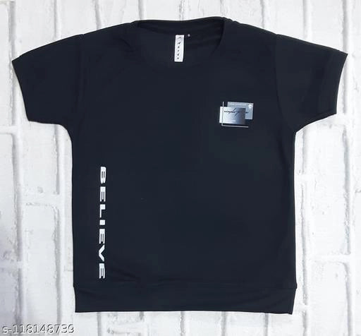 Cotton Blend Round Neck Printed T-Shirt for Boys (Navy Blue, 5-6 Years)